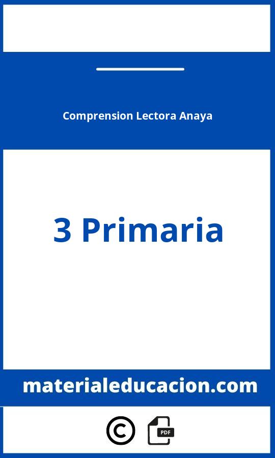 Comprension Lectora 3 Primaria Anaya Pdf