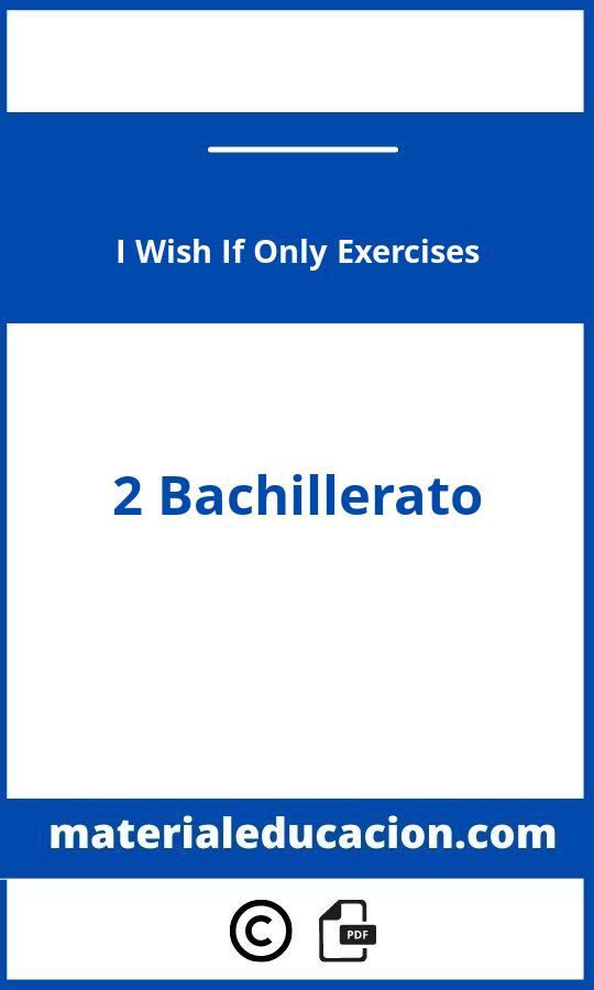 I Wish If Only Exercises 2 Bachillerato Pdf