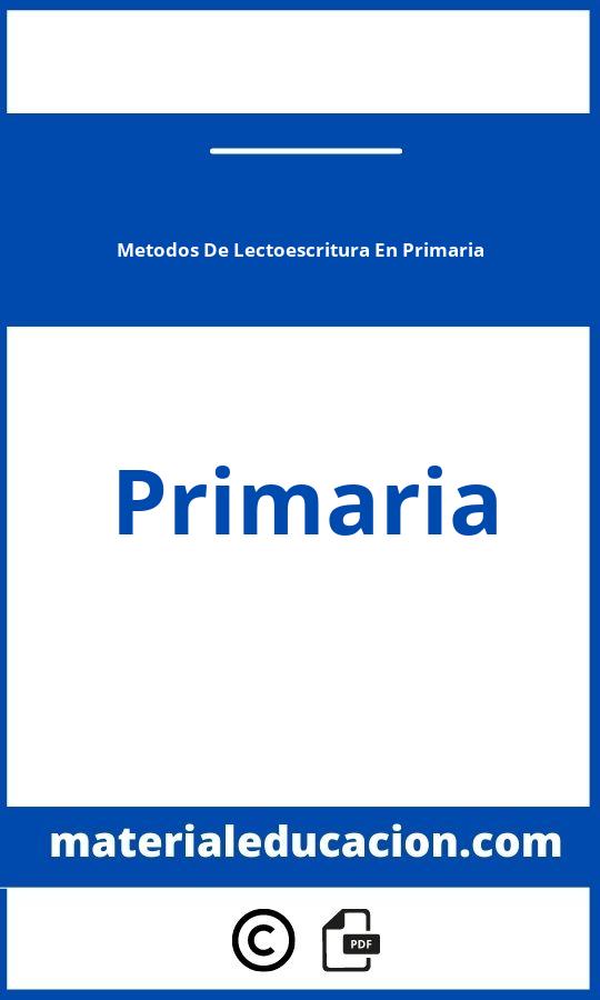 Metodos De Lectoescritura En Primaria Pdf